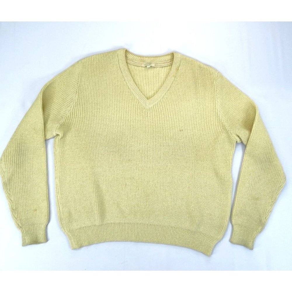 FLAWS** St John Santana Knit V-Neck Sweater Women's Size Small Beige Pullover